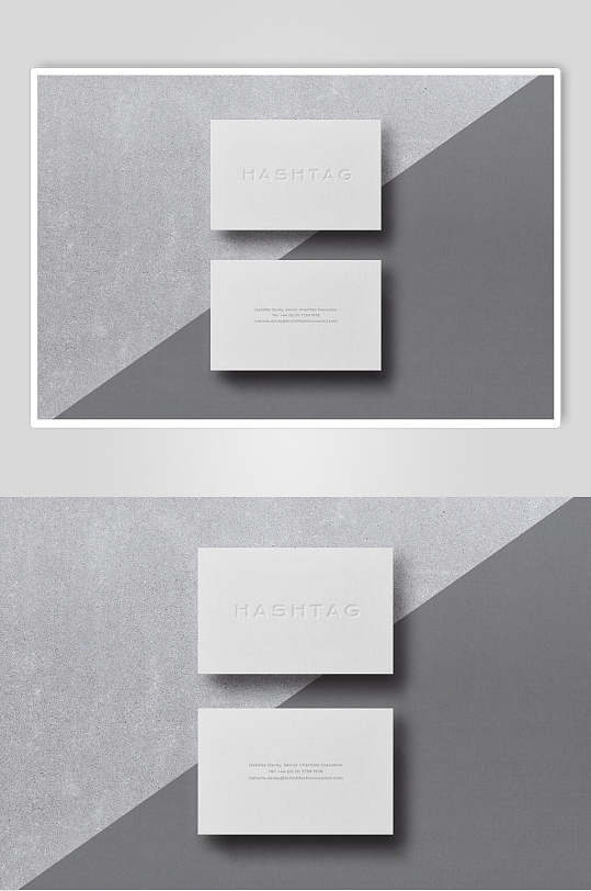 拼接灰色背景名片样机正反面效果图-众图网