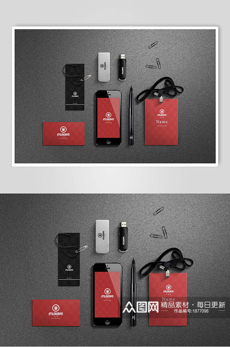 红黑企业宣传品牌整套VI样机贴图效果图素材