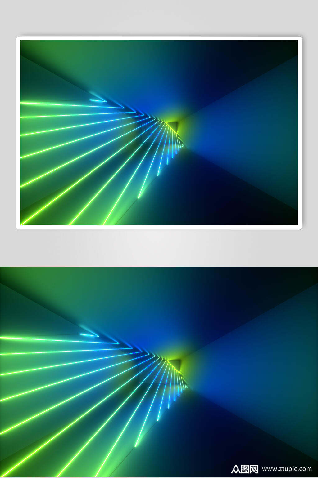 蓝绿色渐变空间光线折射光效图片