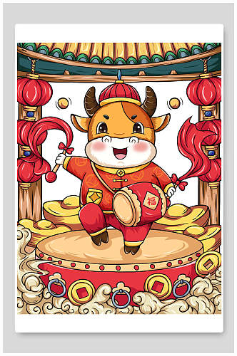 国潮风元旦传统节日促销海报设计