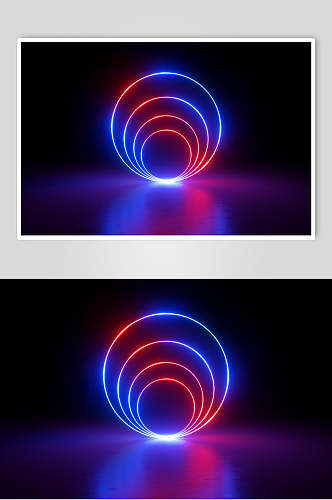 创意圆环空间光线折射光效图片