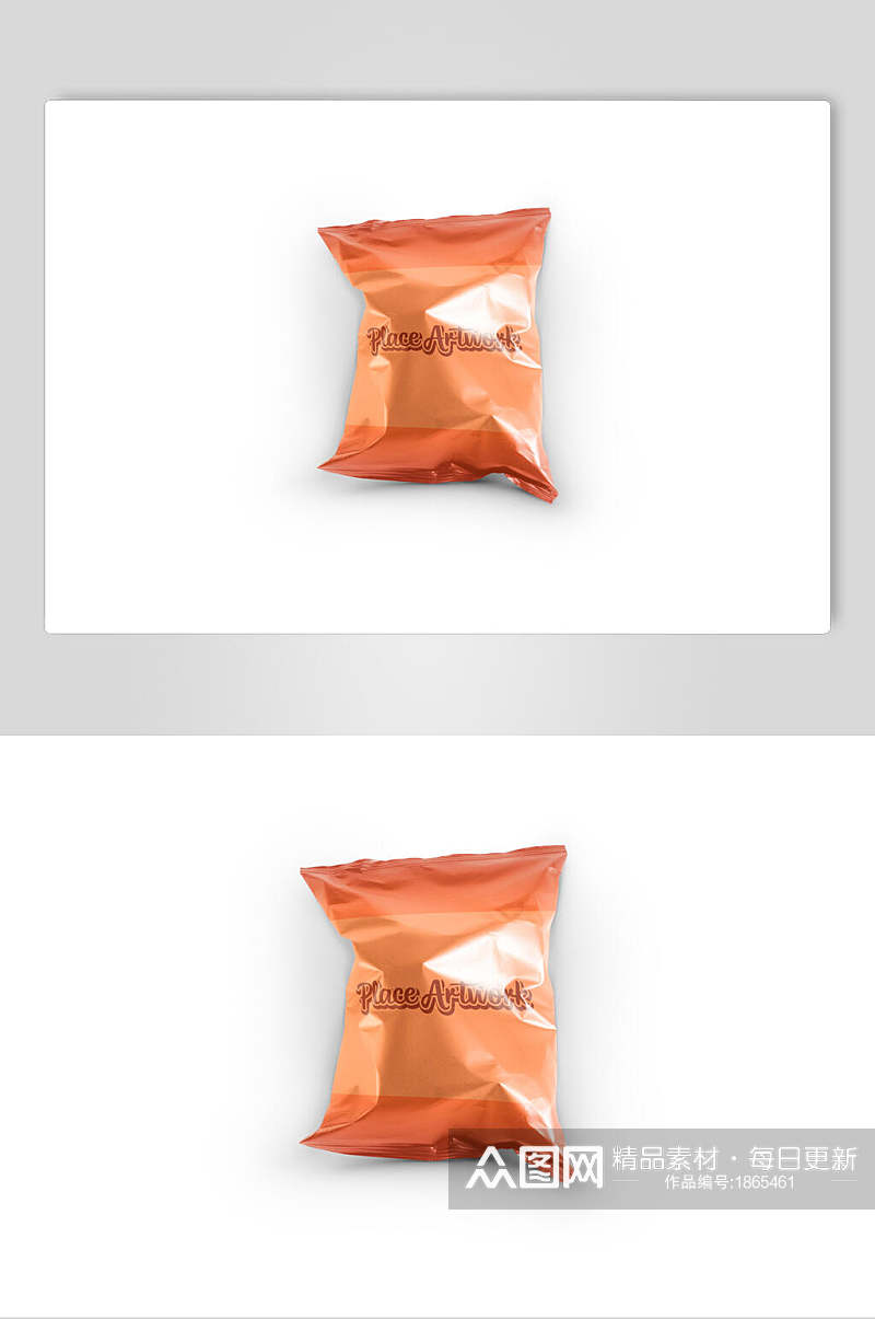 橘色膨化食品包装LOGO展示样机素材