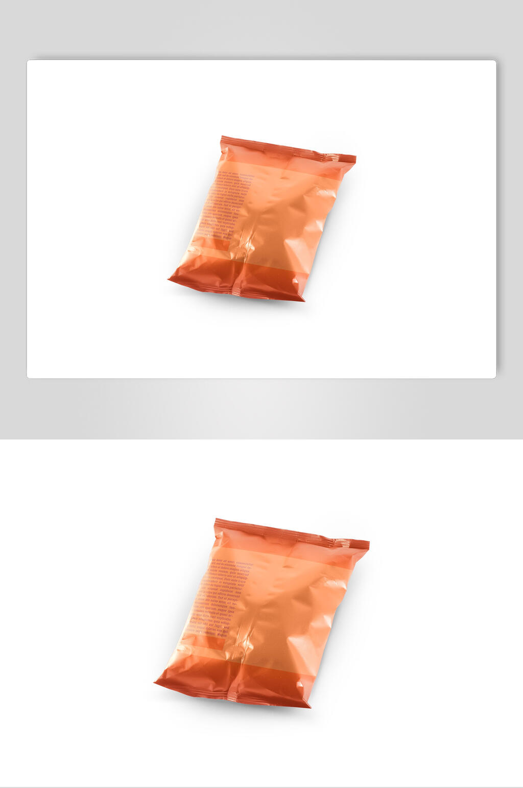 橘色膨化食品包装样机背面效果图素材