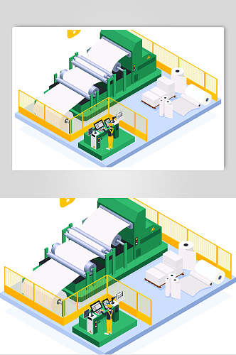 造纸工人流程操作设计素材