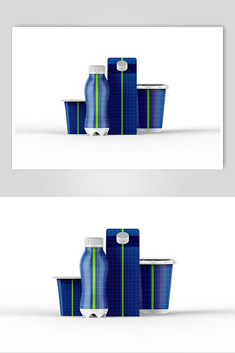 蓝色创意酸奶盒样机效果图
