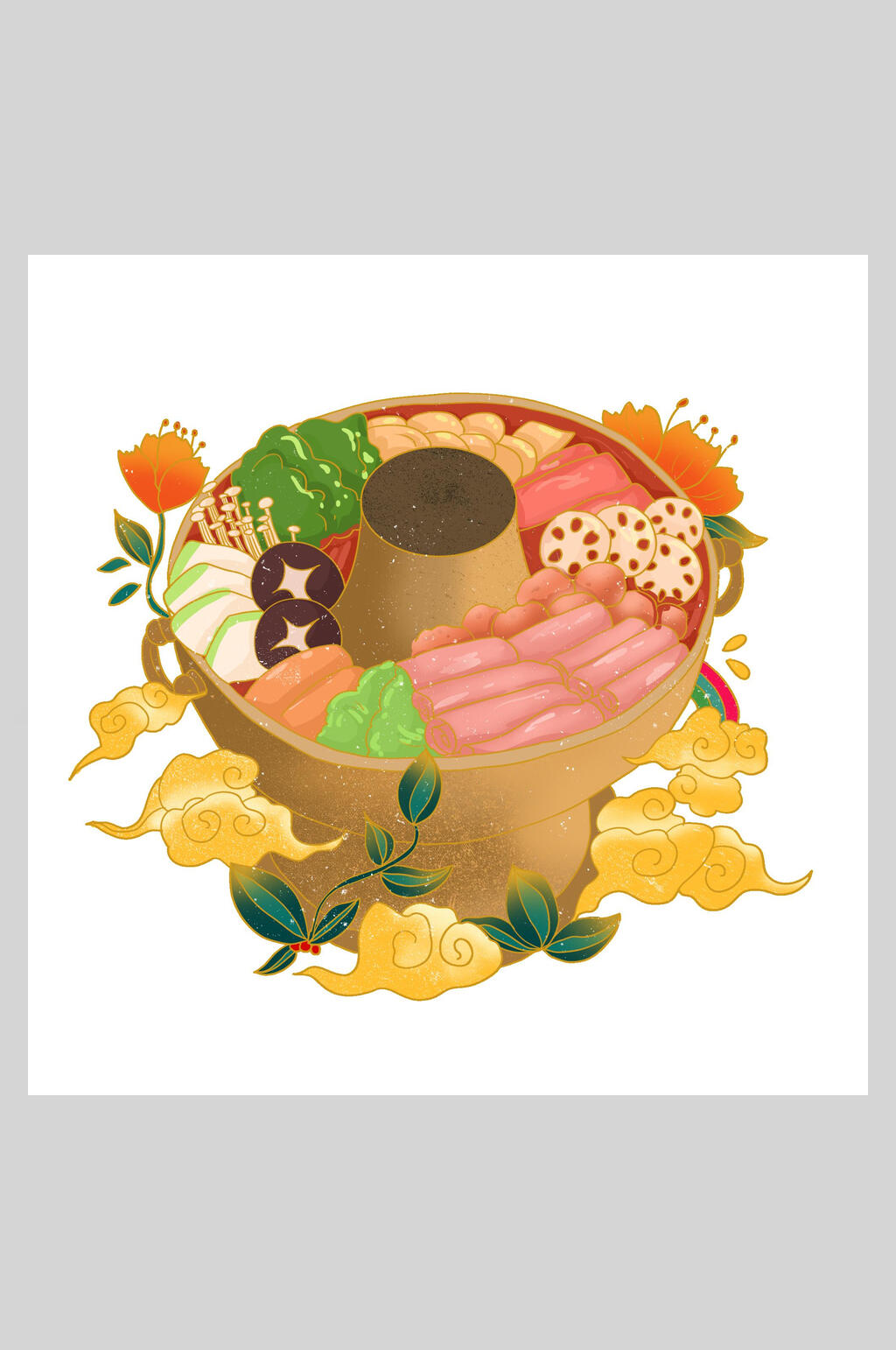 国潮美食美味火锅插画素材素材