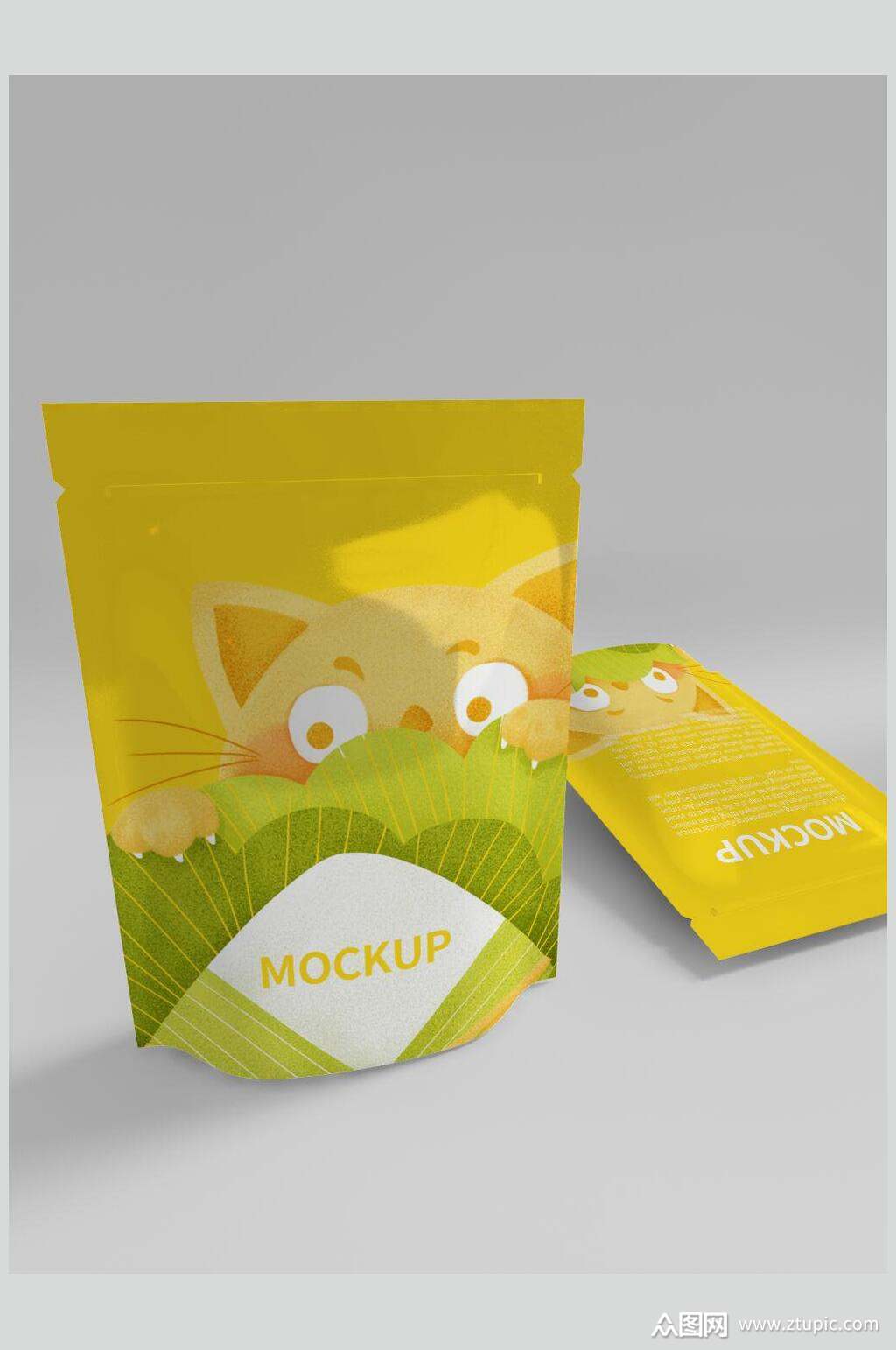 清新卡通食品包装袋样机效果图