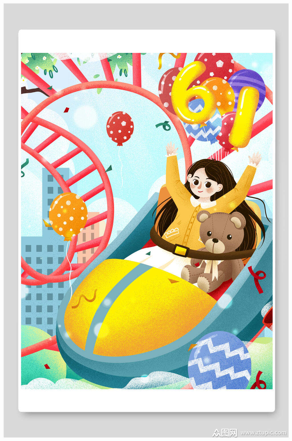 漫画儿童节插画素材海报