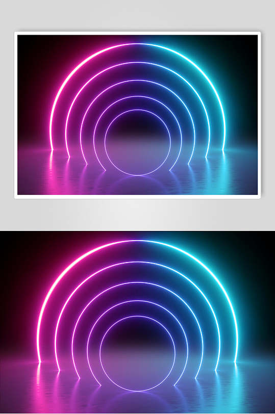 对称圆环空间光线折射光效图片