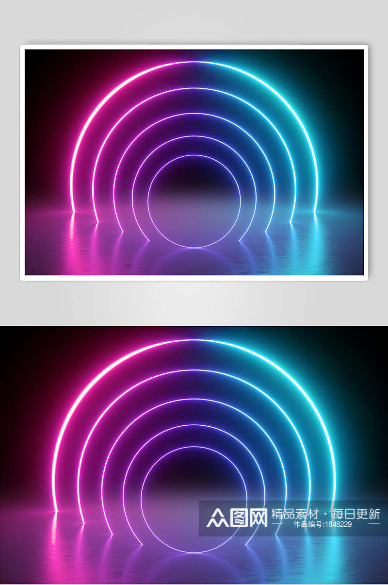 对称圆环空间光线折射光效图片素材