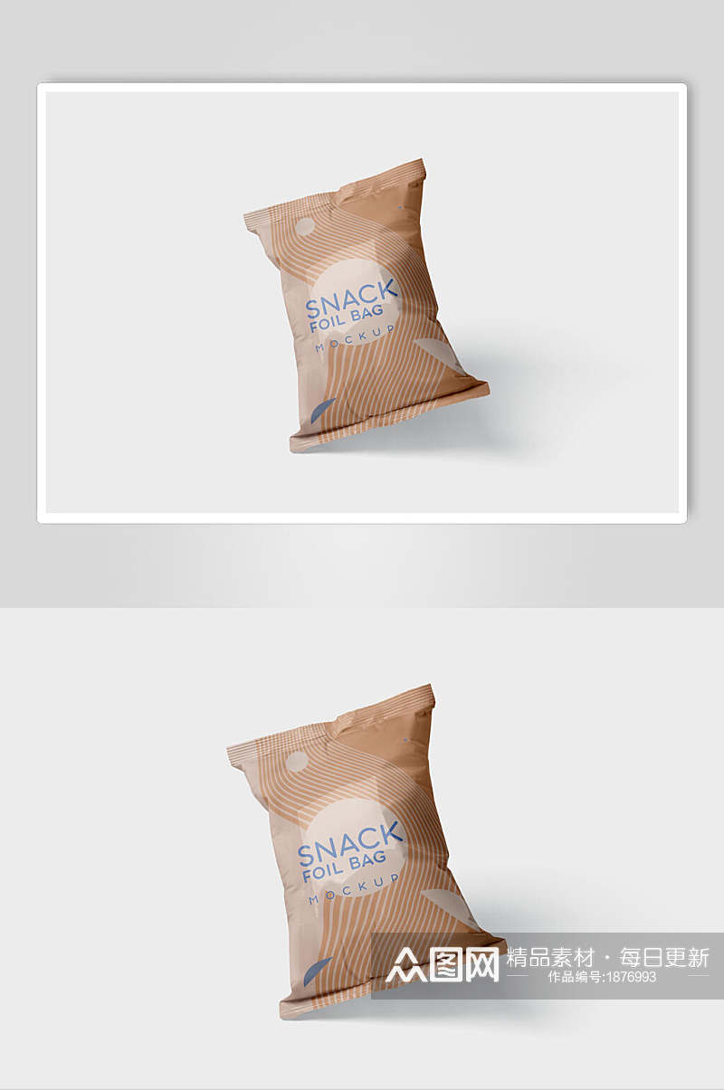 清新膨化食品包装袋样机效果图素材