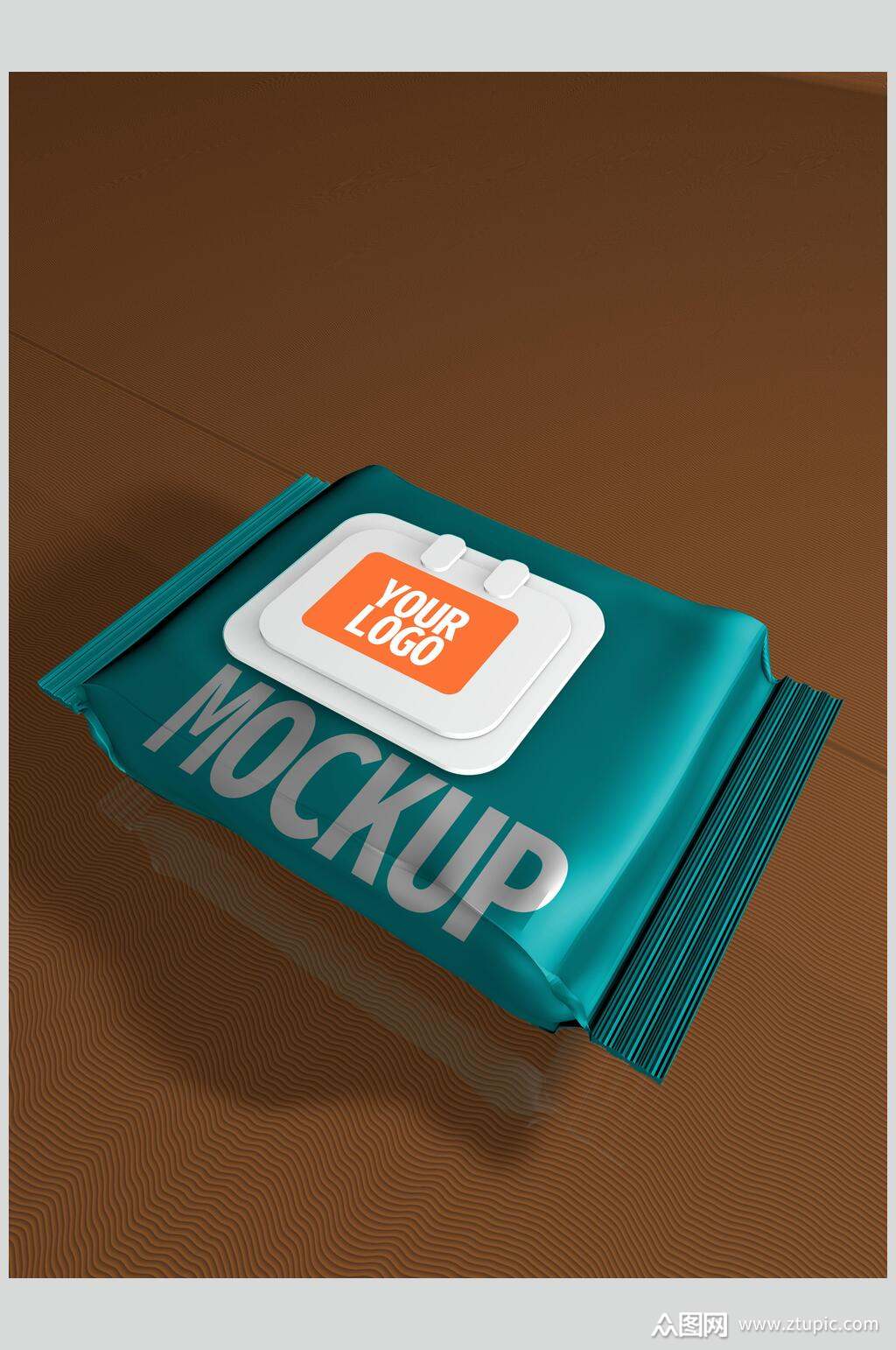 蓝色洗脸巾纸巾包装样机效果图