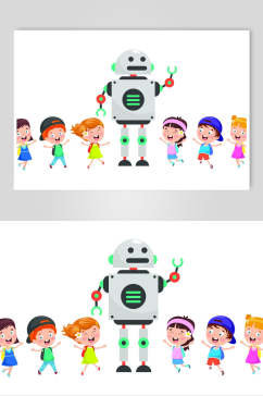 卡通儿童机器人设计元素素材