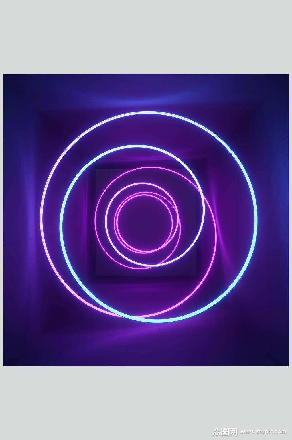 蓝紫色环形空间光线折射光效图片