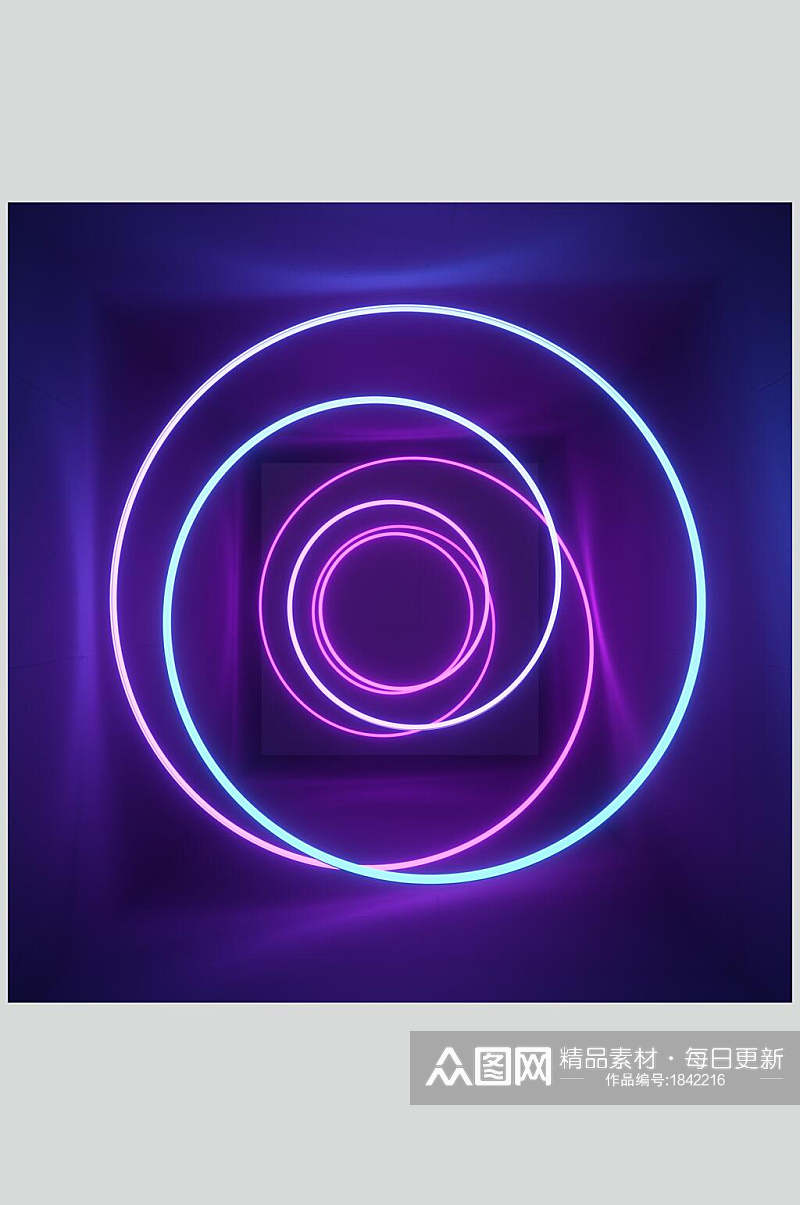 蓝紫色环形空间光线折射光效图片素材