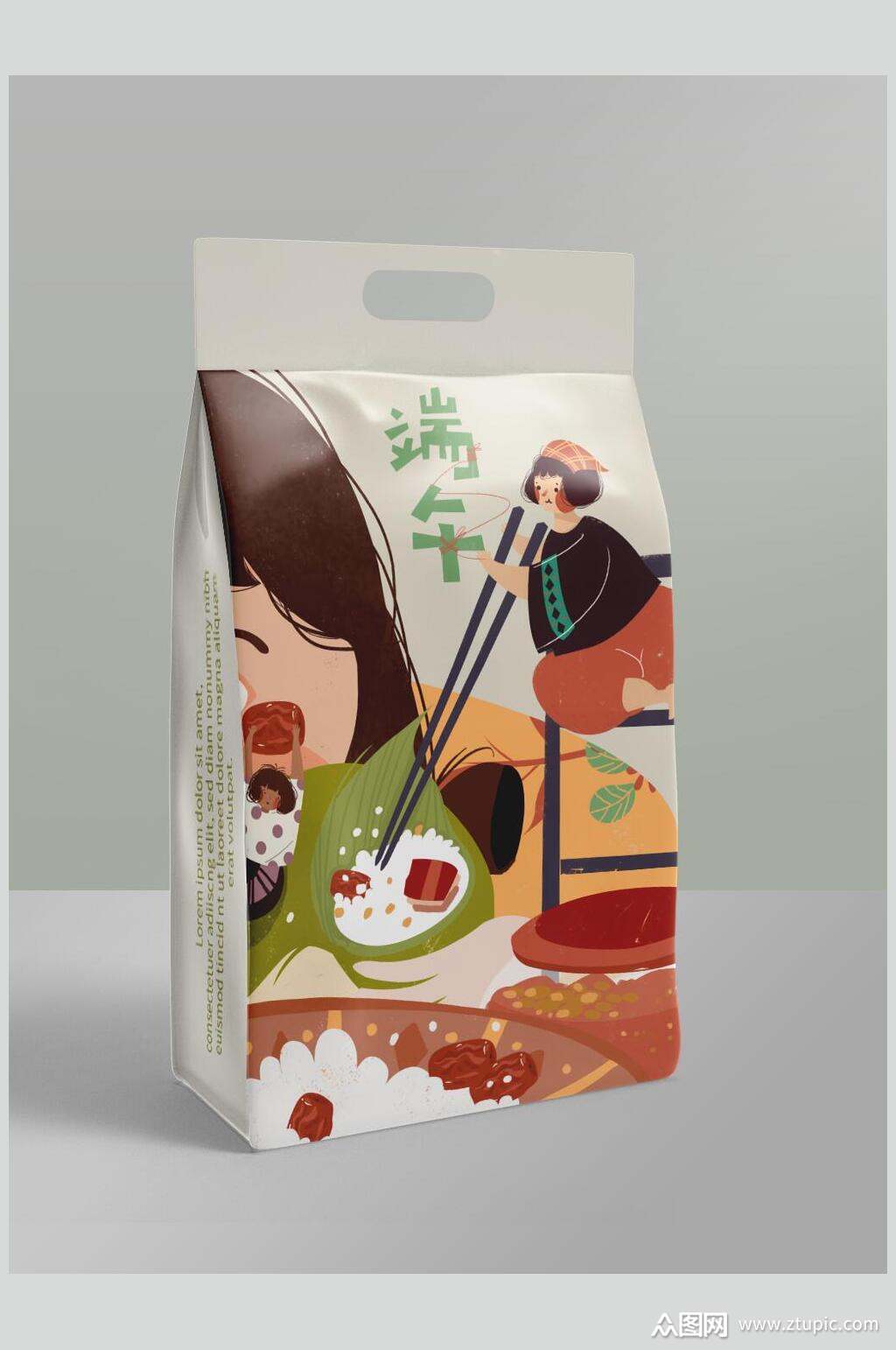 创意端午节食品包装袋样机效果图模板下载-编号1844227-众图网