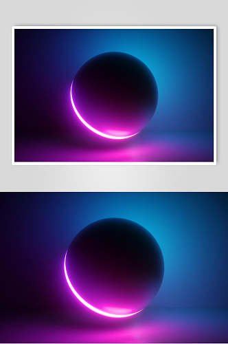 立体发光蓝紫色空间光线折射光效图片