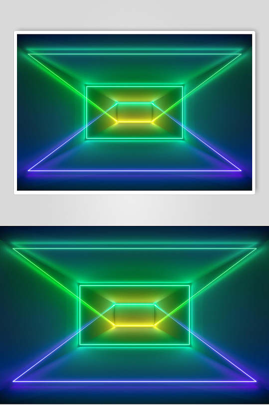 紫色绿色交错空间光线折射光效图片