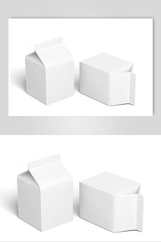 极简白色牛奶盒样机效果图