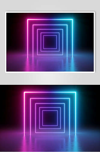 方形空间光线折射光效图片