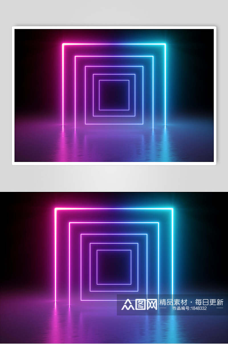 方形空间光线折射光效图片素材
