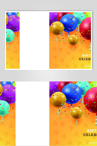 彩色气球生日快乐背景设计元素素材