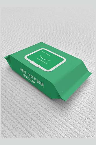清新深绿色纸巾包装样机效果图
