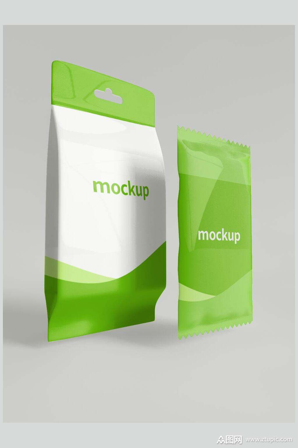 清新绿色湿巾纸巾包装样机效果图