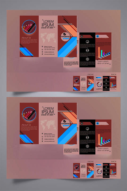 紫色公司产品三折页设计宣传单