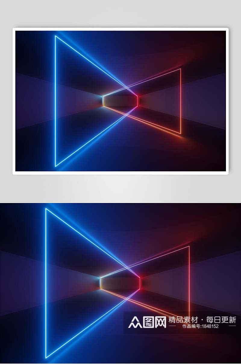 蓝红色交错空间光线折射光效图片素材
