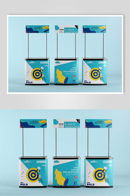 展示架展台小型移动展架样机效果图