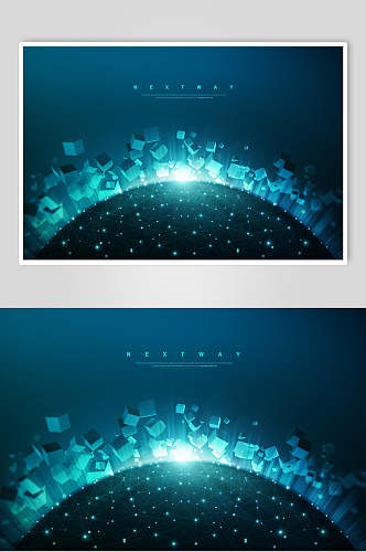 深蓝色星球科技背景海报展板