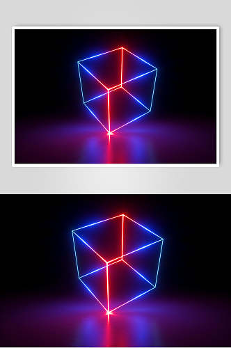 正方体空间光线折射光效图片