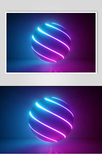 霓虹灯圆体空间光线折射光效图片