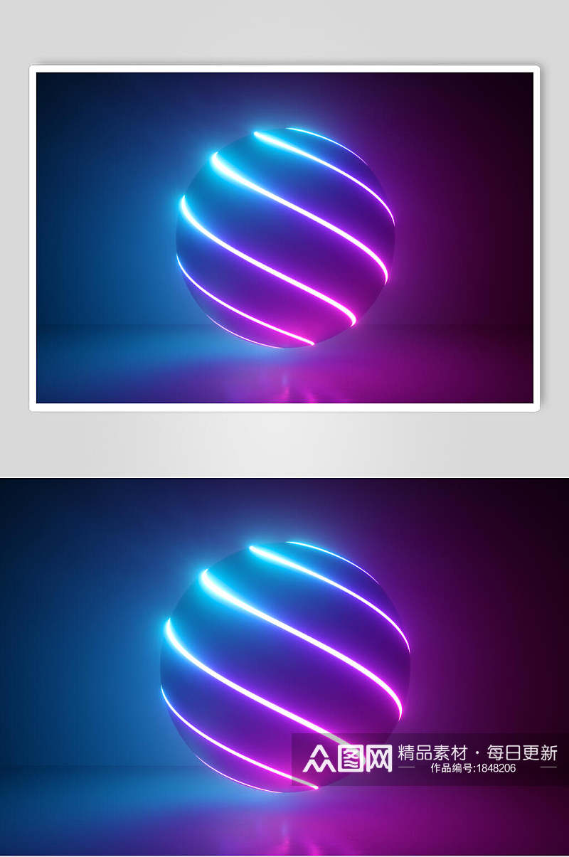 霓虹灯圆体空间光线折射光效图片素材