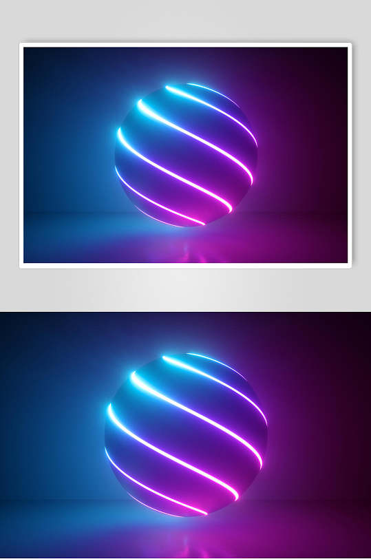 霓虹灯圆体空间光线折射光效图片
