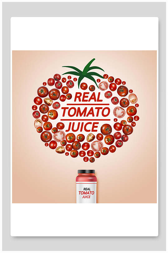 番茄汁新鲜健康创意饮品海报
