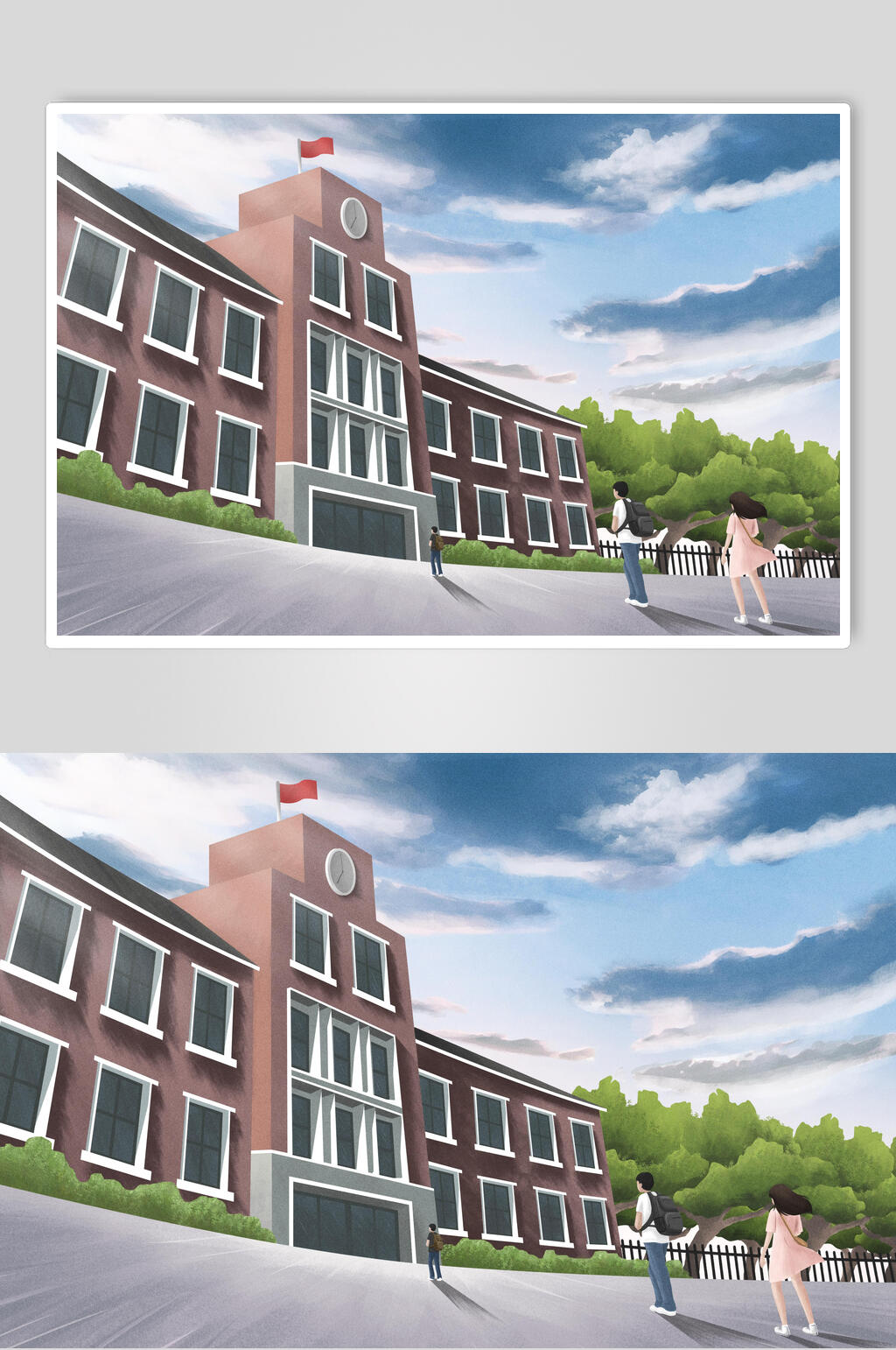 动漫风校园开学季插画素材素材