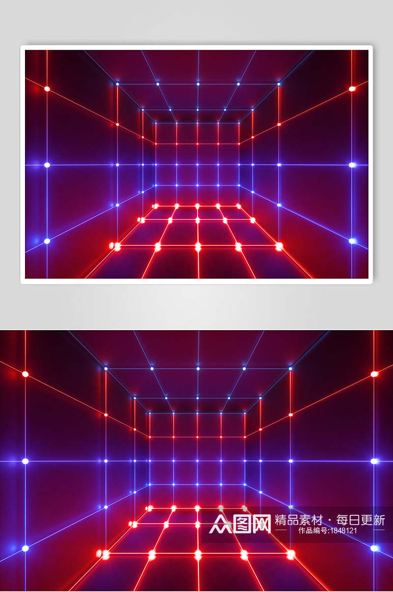 网格状空间光线折射光效图片素材