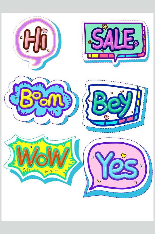 英文对话框字体设计元素素材