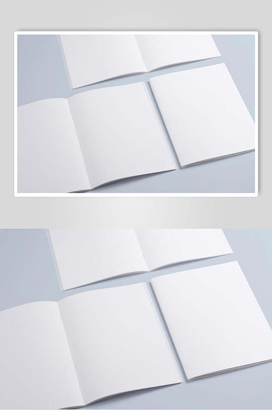 简约素白骑马钉装画册样机效果图