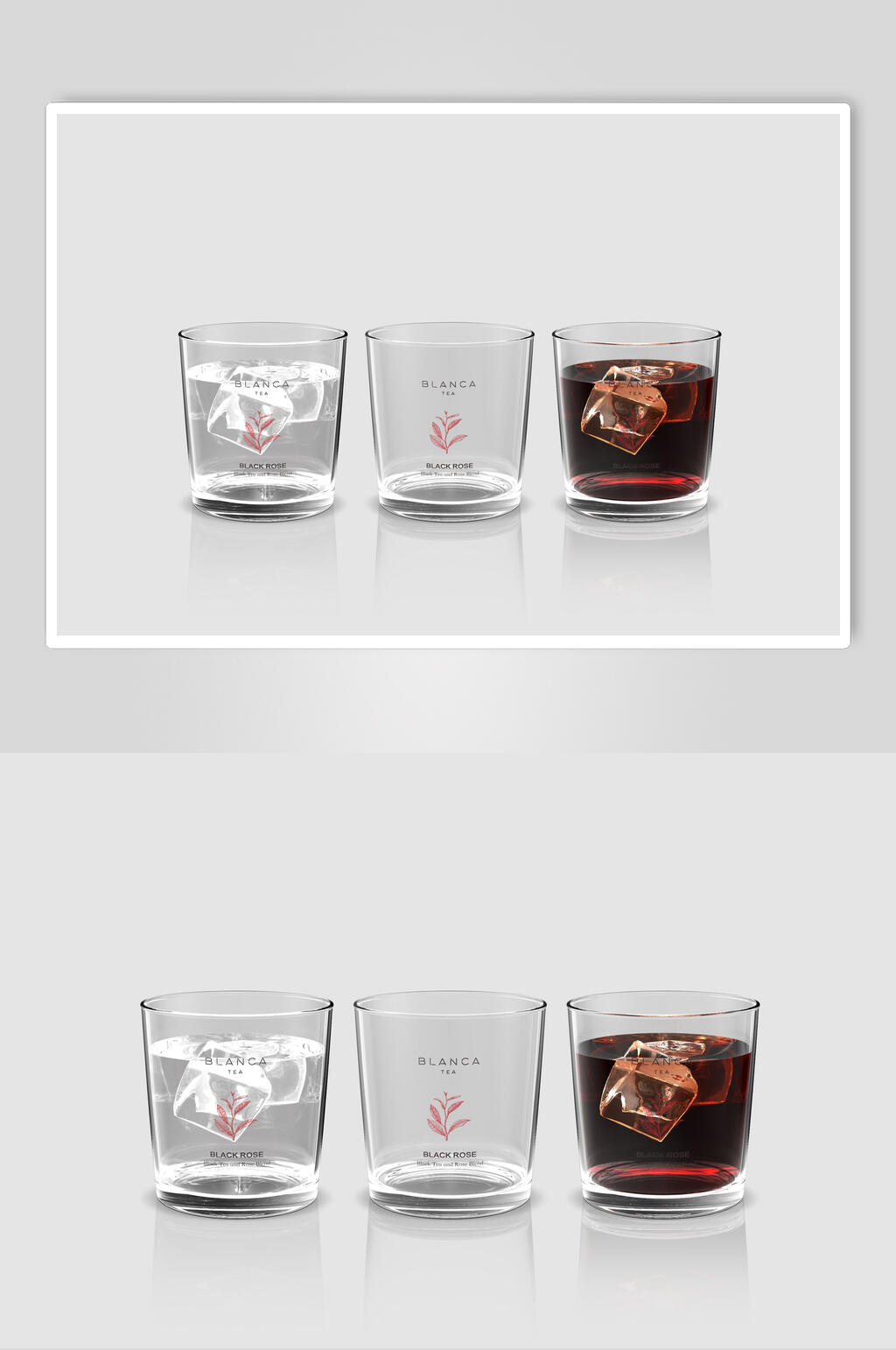 玻璃杯包装LOGO展示样机效果图素材