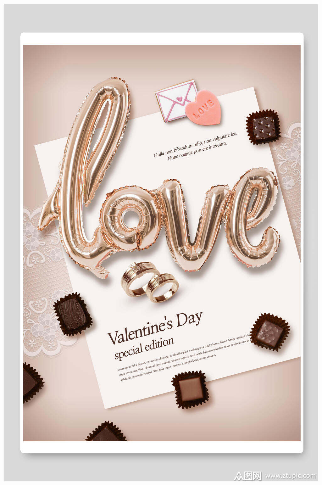 情人节巧克力海报素材免费下载,本作品是由江小南上传的原创平面广告