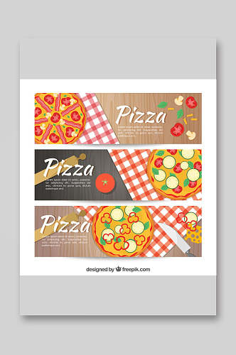 手绘披萨美食菜单设计矢量图宣传单