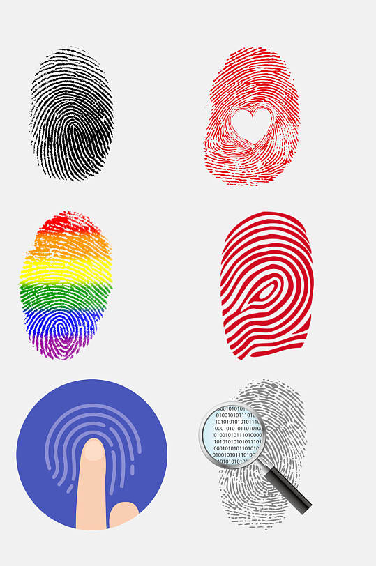 彩色手印指纹免抠设计元素素材