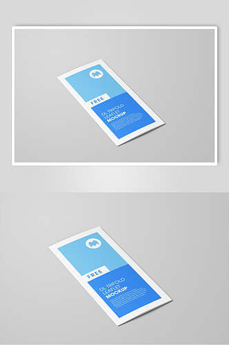 蓝白企业宣传折页样机封面效果图