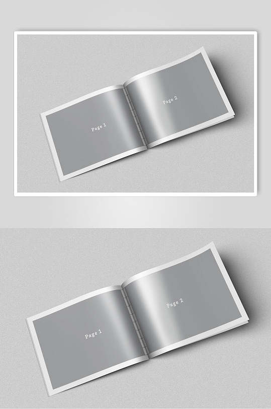灰色骑马钉装画册样机效果图