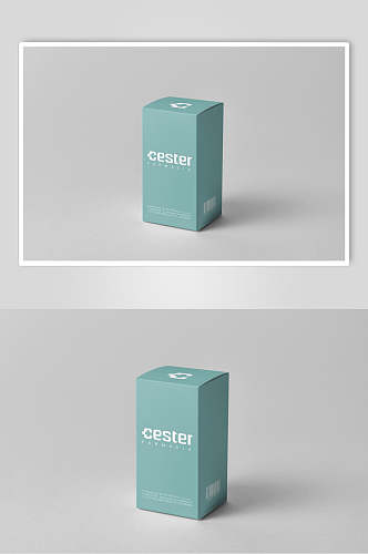 蓝色医药品牌包装纸盒设计LOGO展示样机效果图
