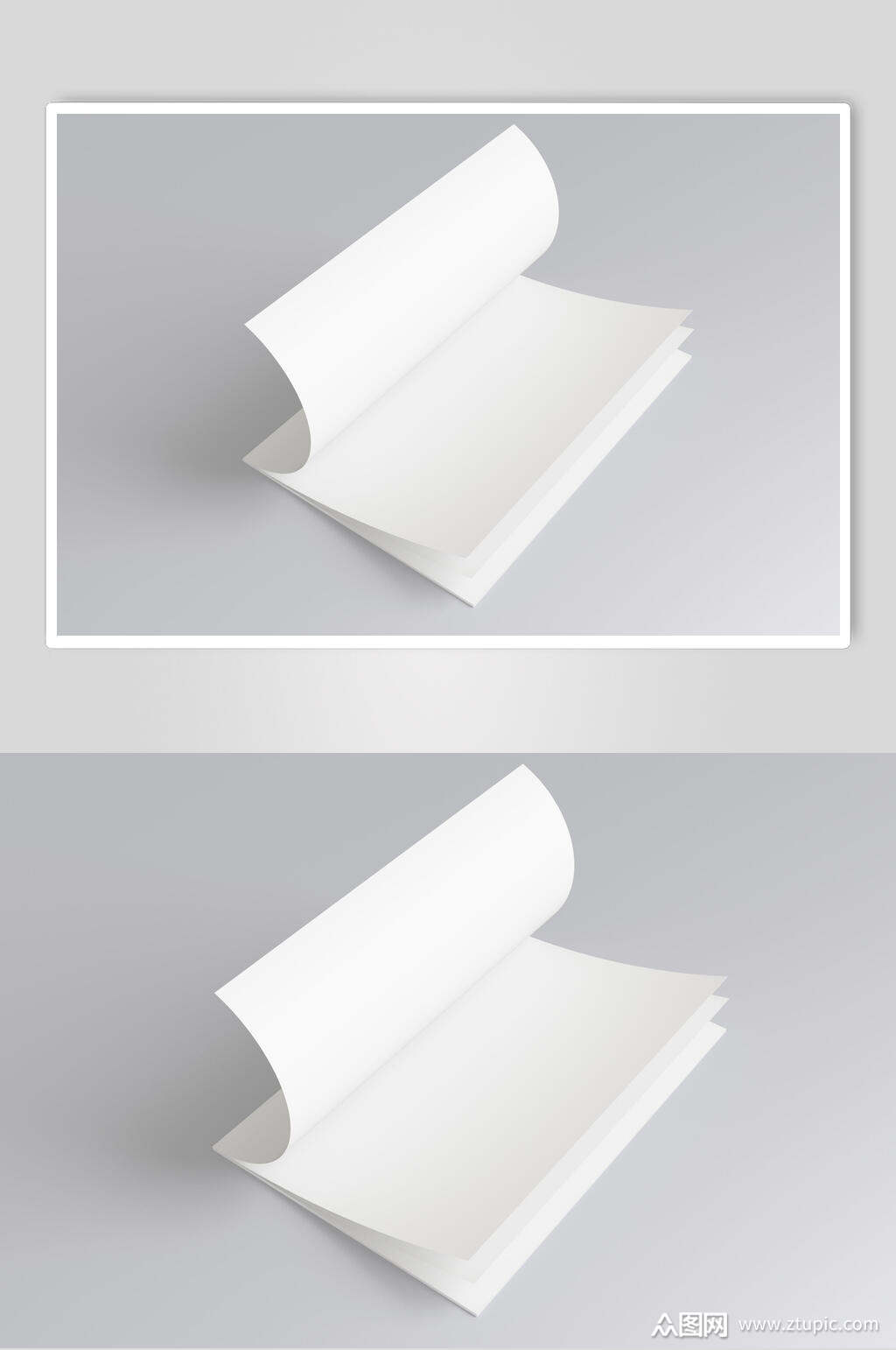 白色书本杂志画册样机翻页效果图设计