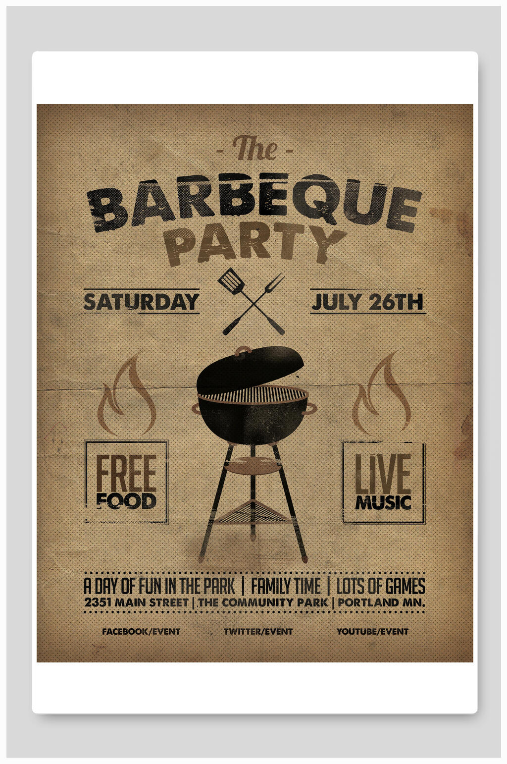 烧烤派对民国复古海报